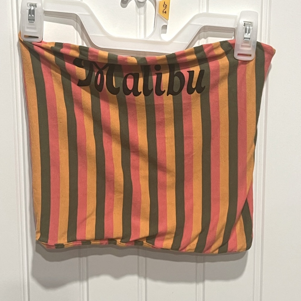 Striped malibu crop tube top